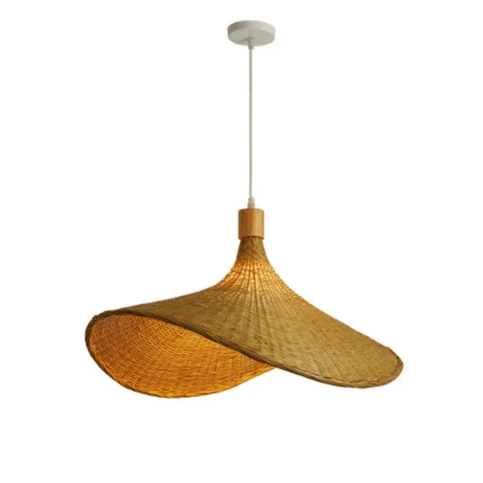 Rustic Woven Reed Dome Hanging Pendant Light