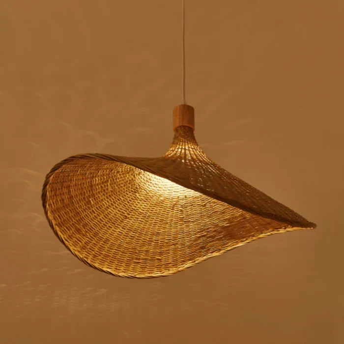Rustic Woven Reed Dome Hanging Pendant Light