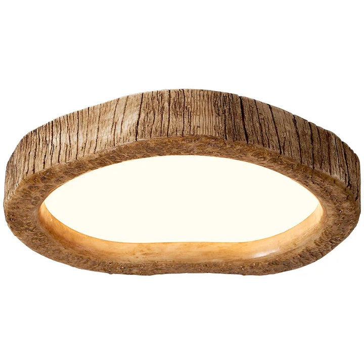 Rustic Wood Grain Resin Flush Mount Ceiling Light