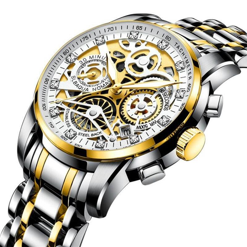 Transparent Skeleton Dial Stainless Steel Automatic Mechanical Men's Watch