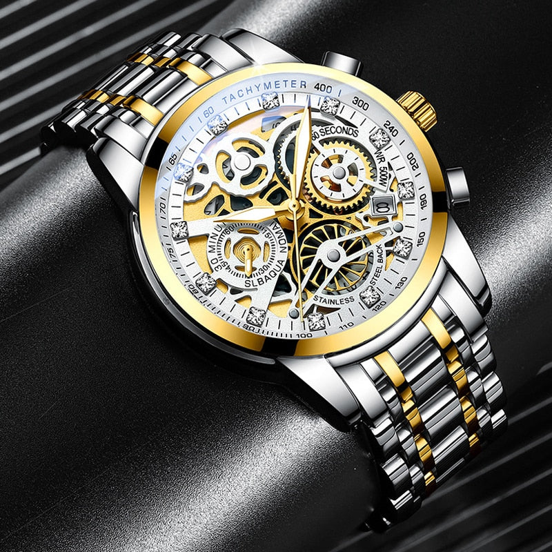 Transparent Skeleton Dial Stainless Steel Automatic Mechanical Men's Watch