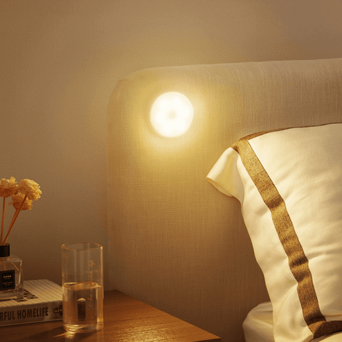 Rechargeable Adhesive Mount Round Smart Motion Sensor Wall Light
