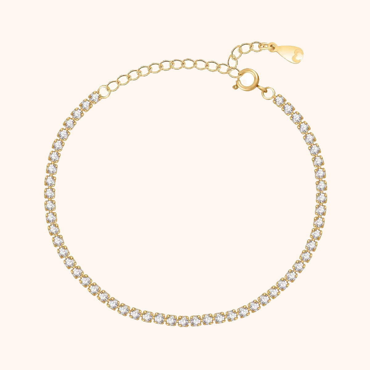 Sparkling Square Cut Diamond Effect Adjustable Sterling Silver Bracelet
