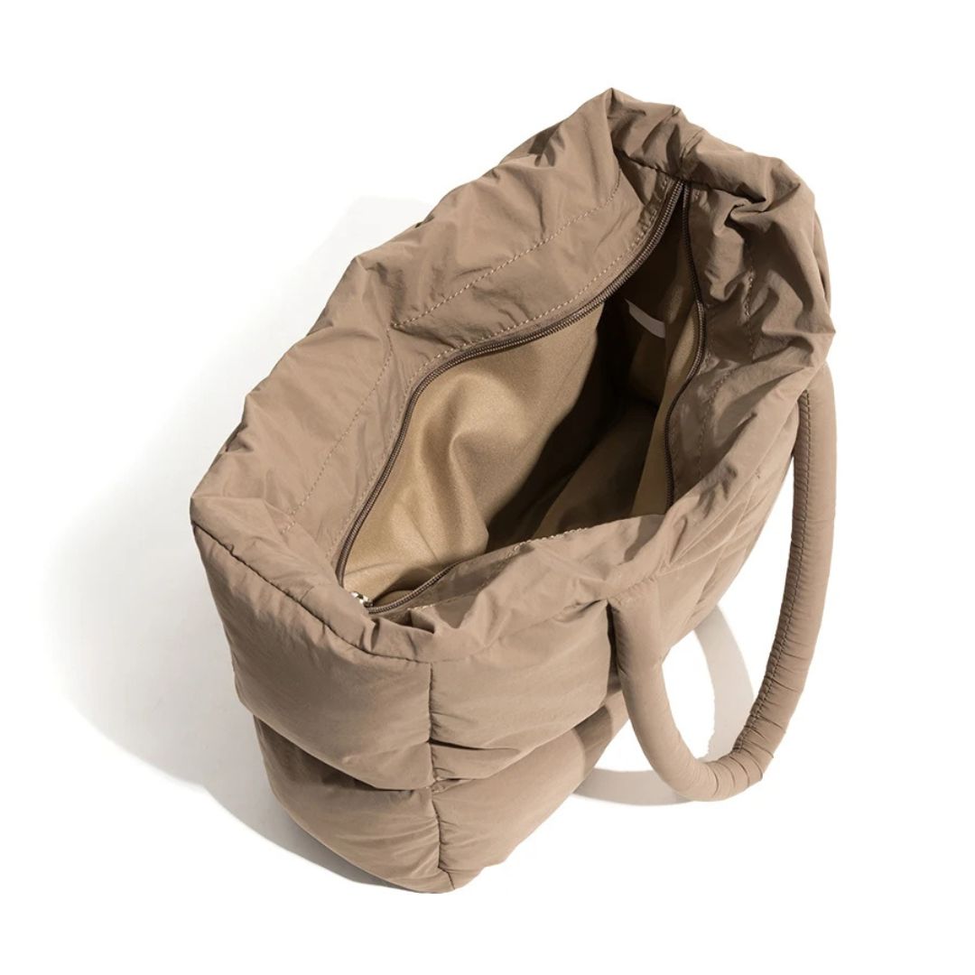 Quilted Puffer Nylon Spacious Laptop Compartment Shoulder Bag