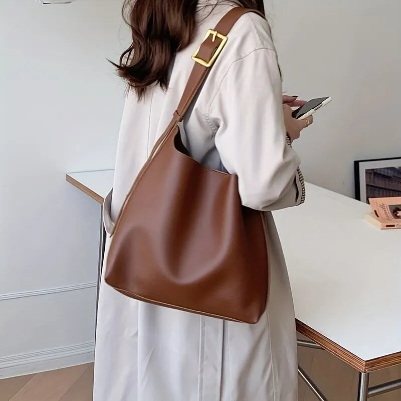 Versatile Synthetic Leather Spacious Adjustable Strap Everyday Shoulder Bag