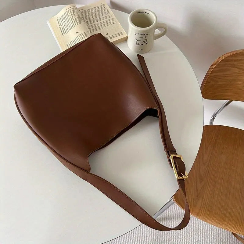Versatile Synthetic Leather Spacious Adjustable Strap Everyday Shoulder Bag