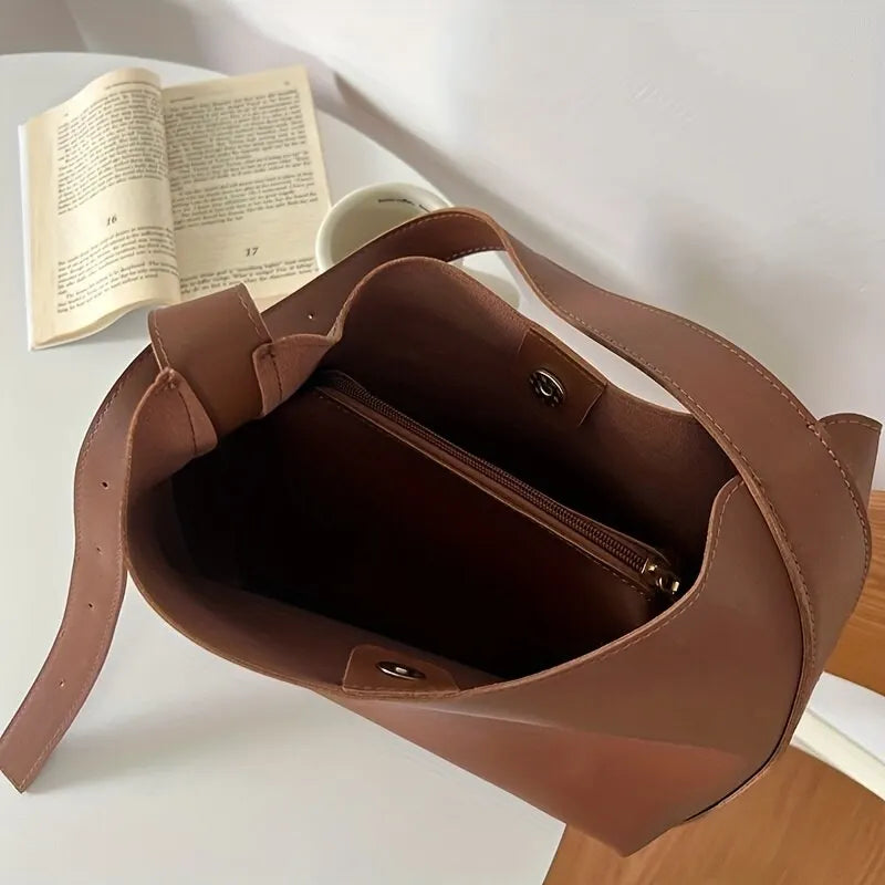Versatile Synthetic Leather Spacious Adjustable Strap Everyday Shoulder Bag