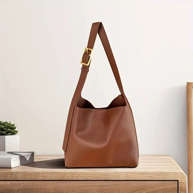 Versatile Synthetic Leather Spacious Adjustable Strap Everyday Shoulder Bag