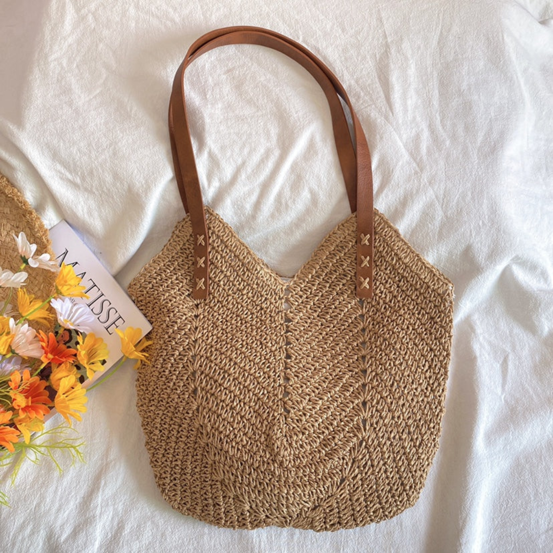 Woven Casual Adjustable Strap Spacious Shoulder Bag for Women