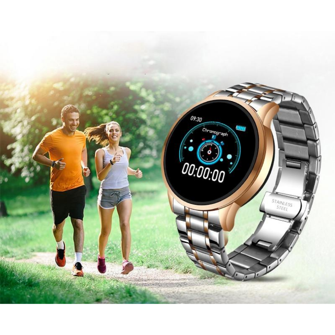 Classic Round Health Tracking Splash Resistant Bluetooth Smartwatch