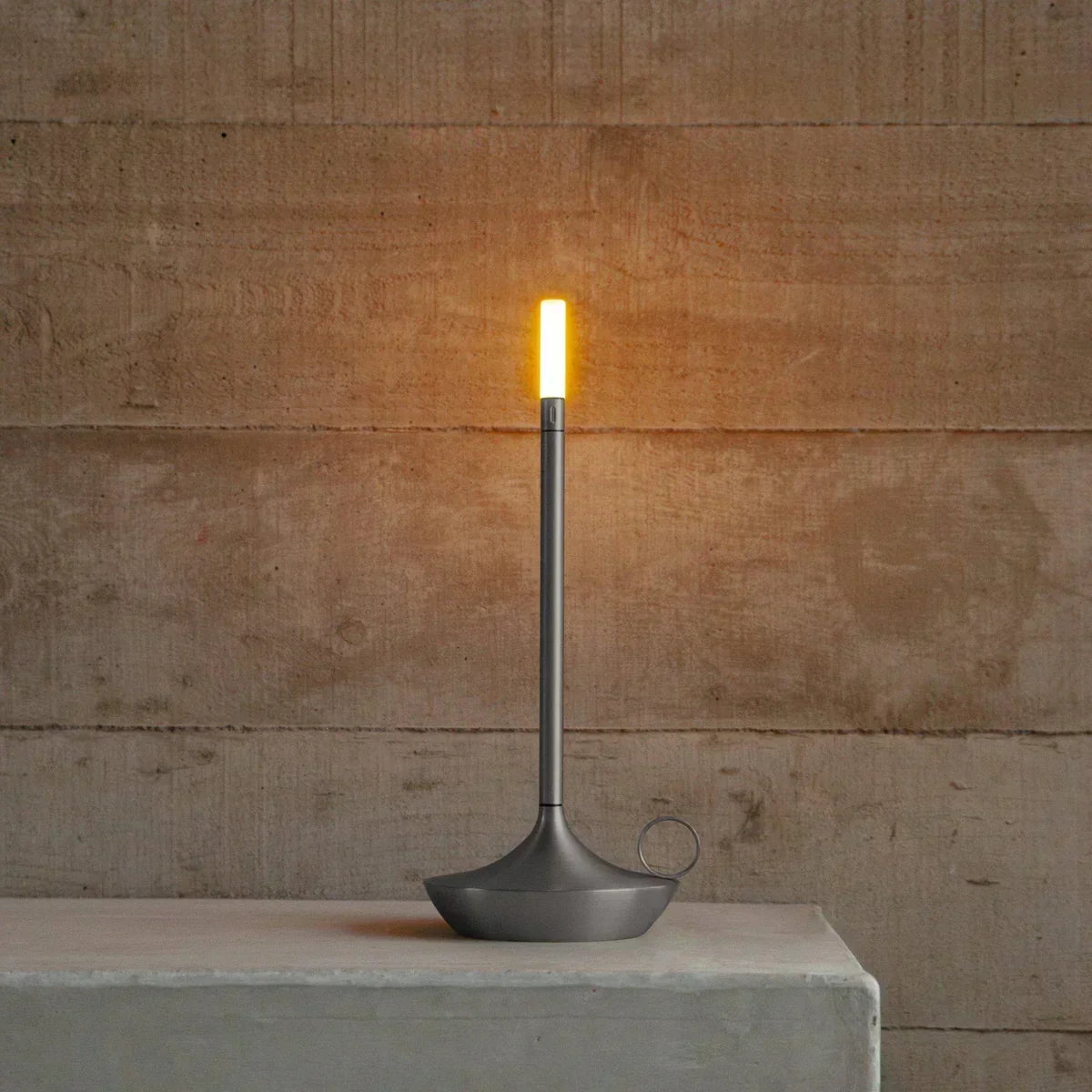 Sleek Candle Shaped Aluminum Rechargeable Dimmable Table Lamp