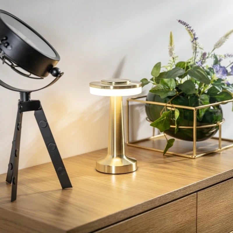 Sleek Portable Metal Dimmable Rechargeable Cordless Table Lamp