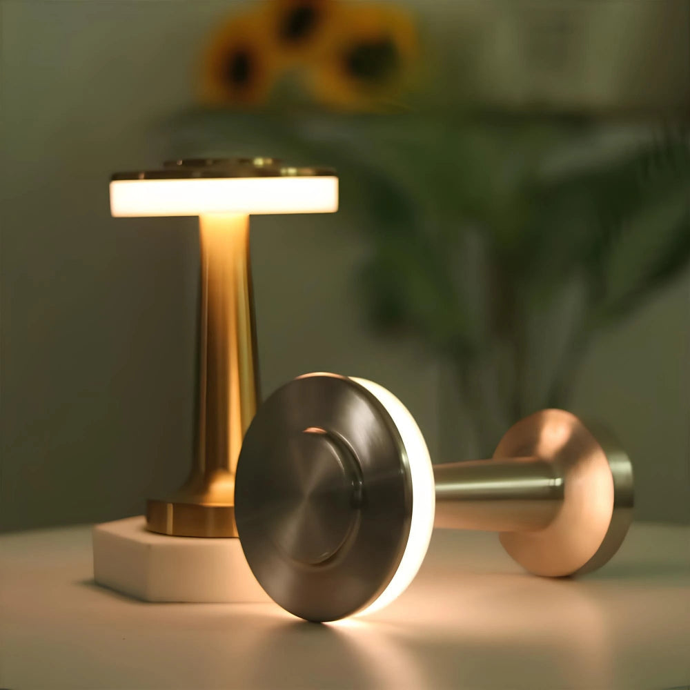 Sleek Portable Metal Dimmable Rechargeable Cordless Table Lamp