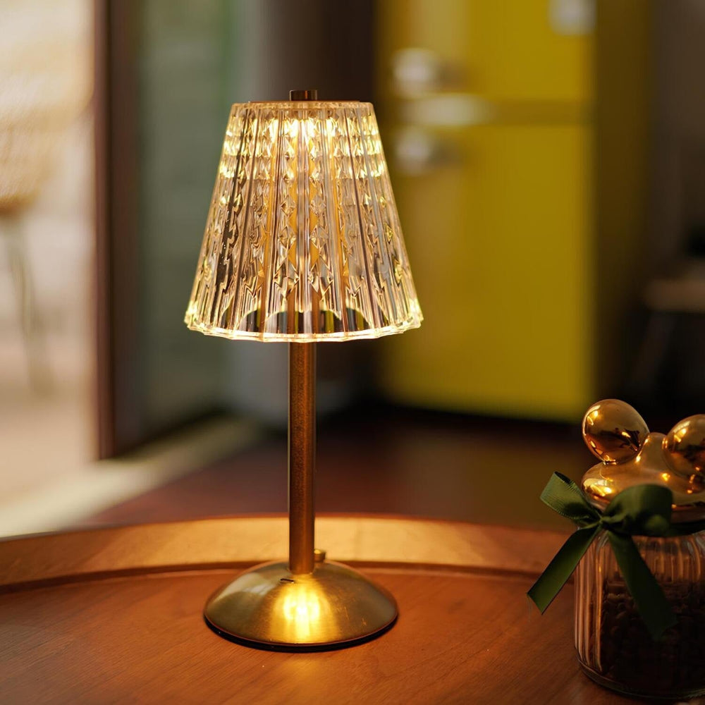 Crystal Faceted Cordless Rechargeable Dimmable Touch Control Table Lamp