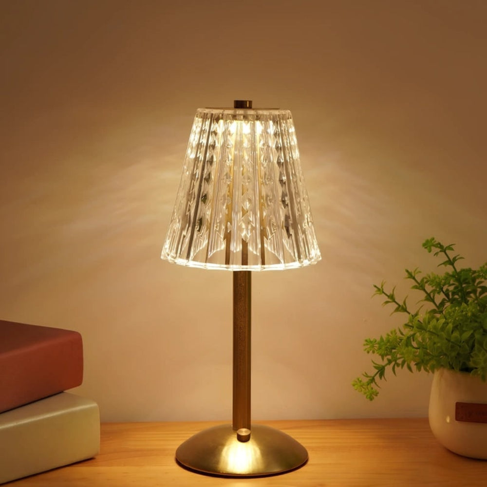 Crystal Faceted Cordless Rechargeable Dimmable Touch Control Table Lamp