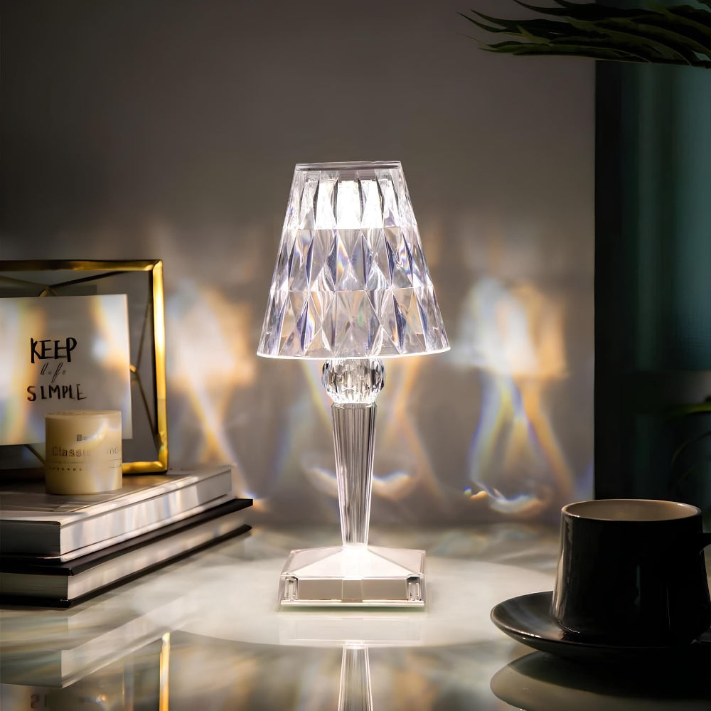 Sparkling Crystal Cordless Touch Dimmable Rechargeable Table Lamp