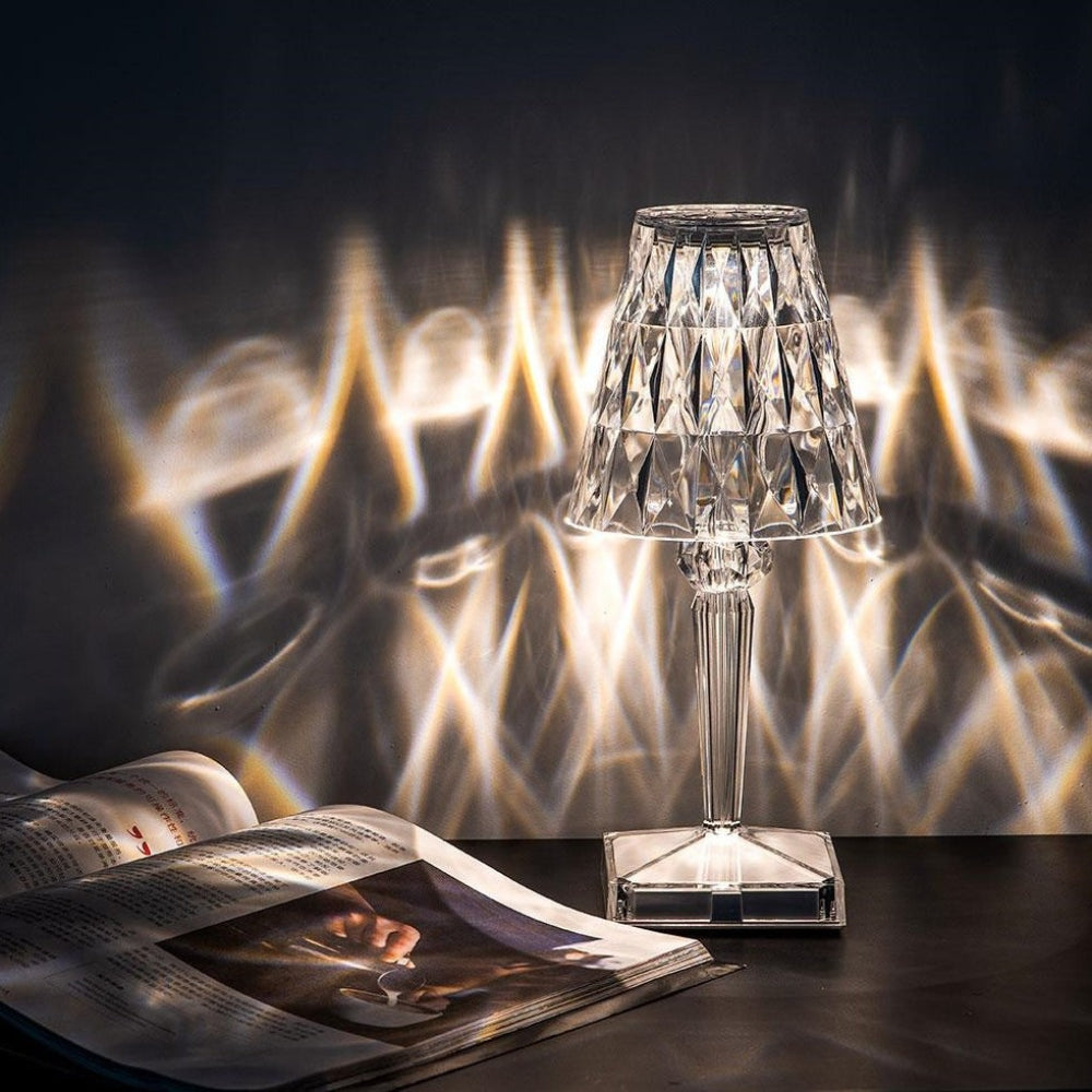 Sparkling Crystal Cordless Touch Dimmable Rechargeable Table Lamp