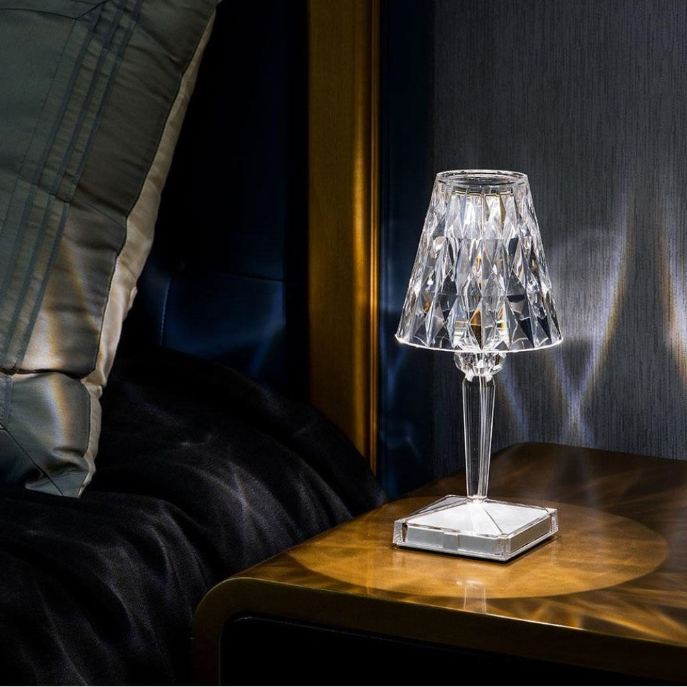 Sparkling Crystal Cordless Touch Dimmable Rechargeable Table Lamp