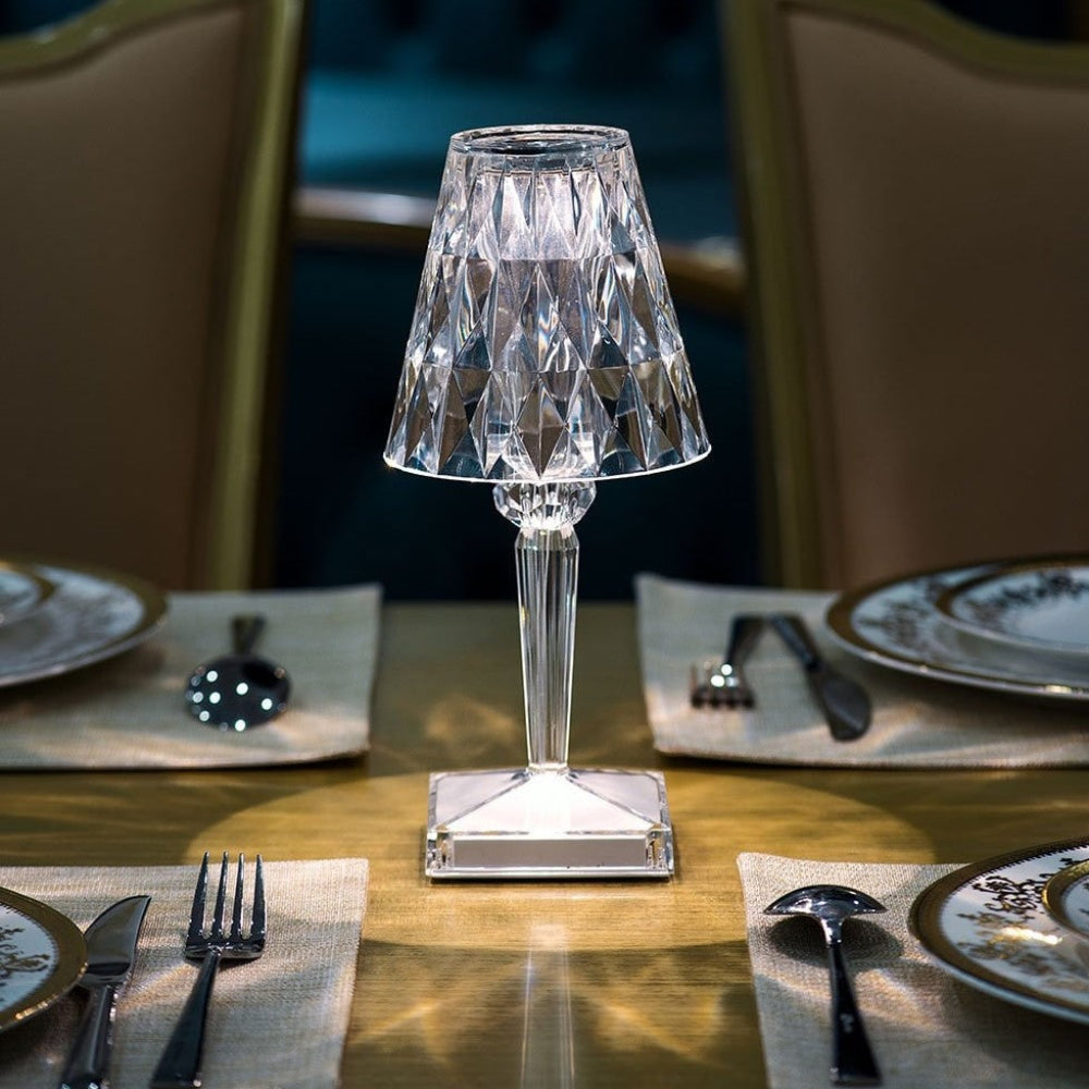 Sparkling Crystal Cordless Touch Dimmable Rechargeable Table Lamp