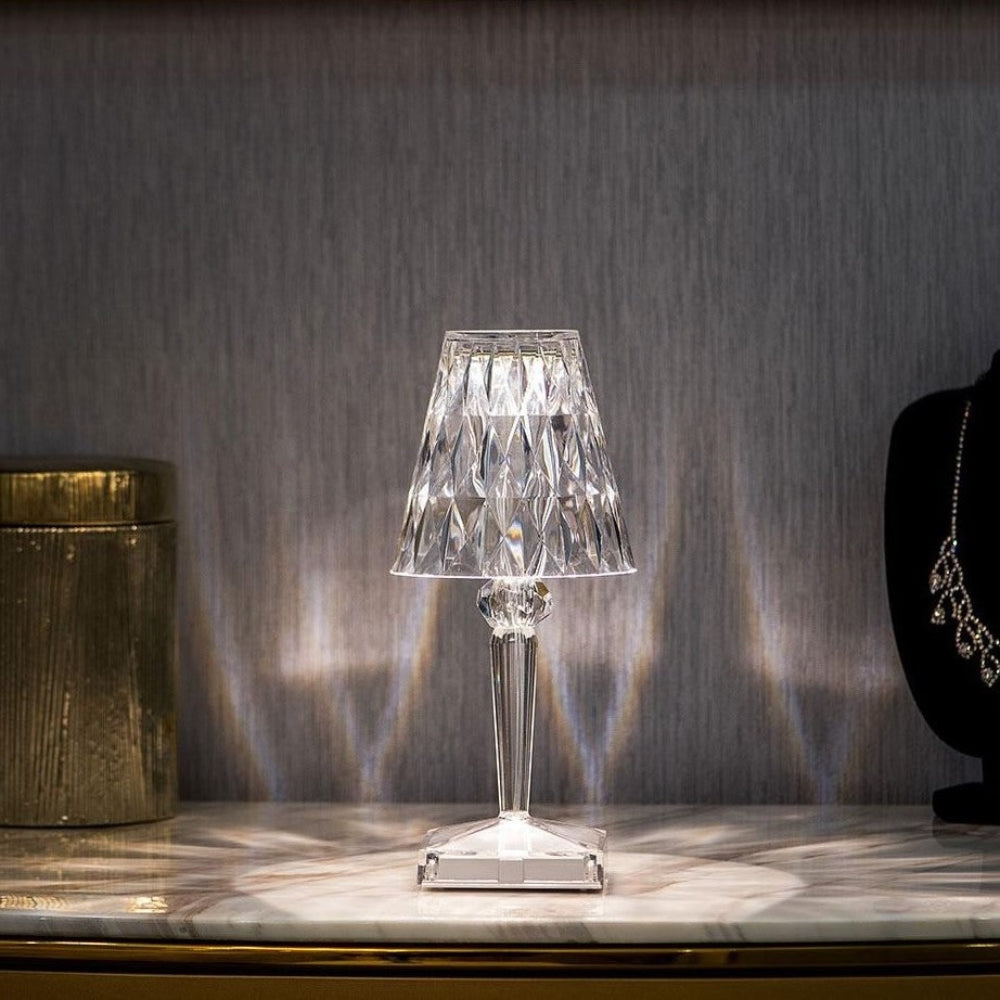 Sparkling Crystal Cordless Touch Dimmable Rechargeable Table Lamp