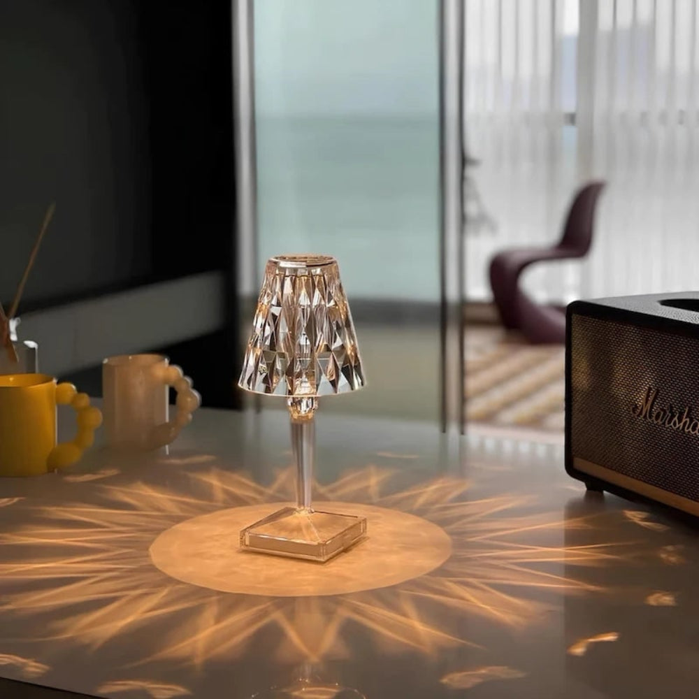 Sparkling Crystal Cordless Touch Dimmable Rechargeable Table Lamp
