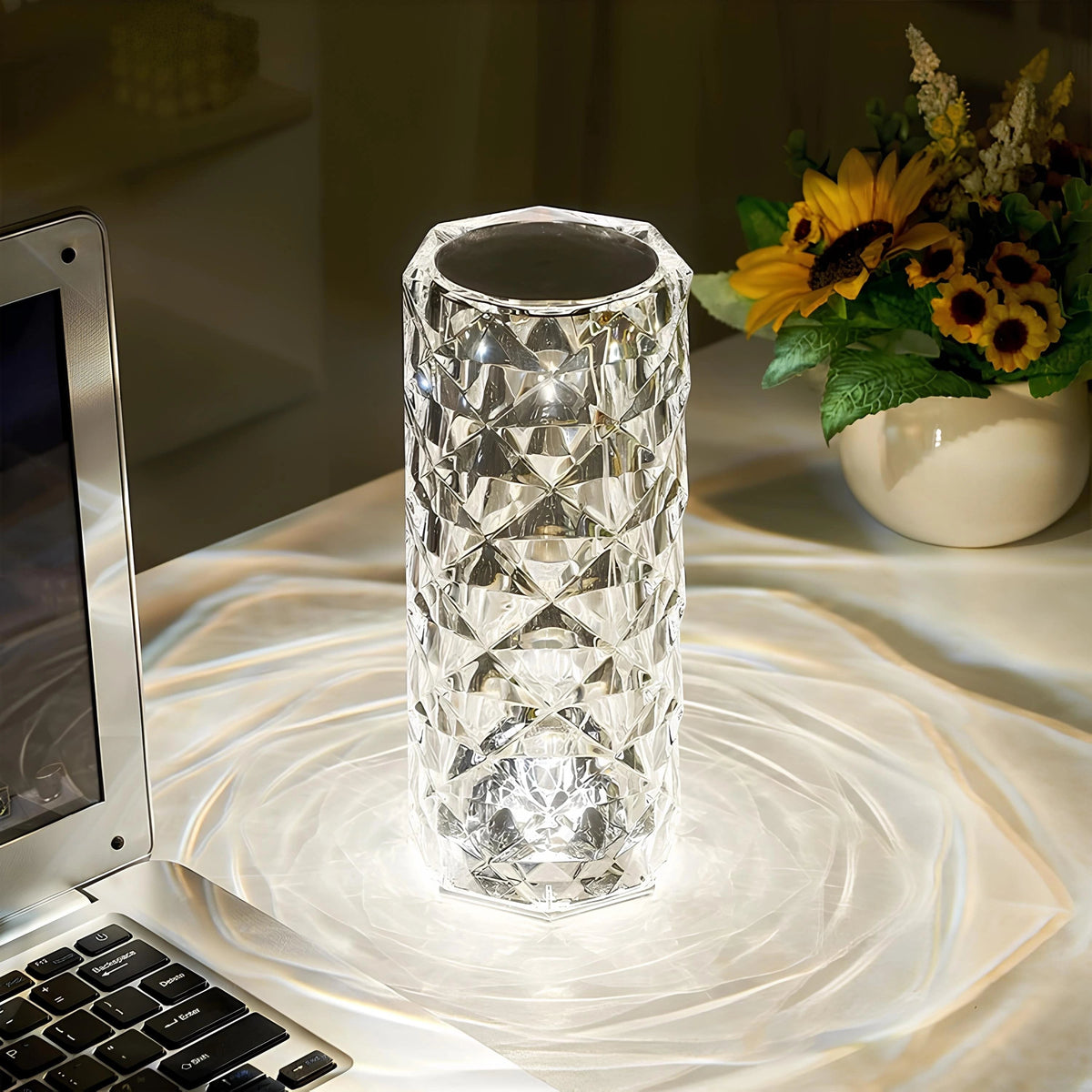 Crystal Sparkle Touch Control Dimmable Rechargeable Mood Table Lamp