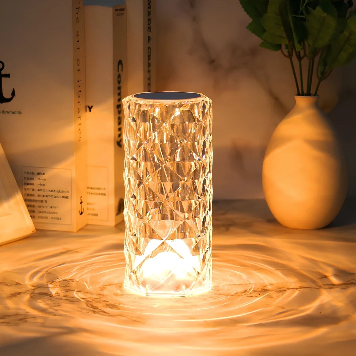 Crystal Sparkle Touch Control Dimmable Rechargeable Mood Table Lamp