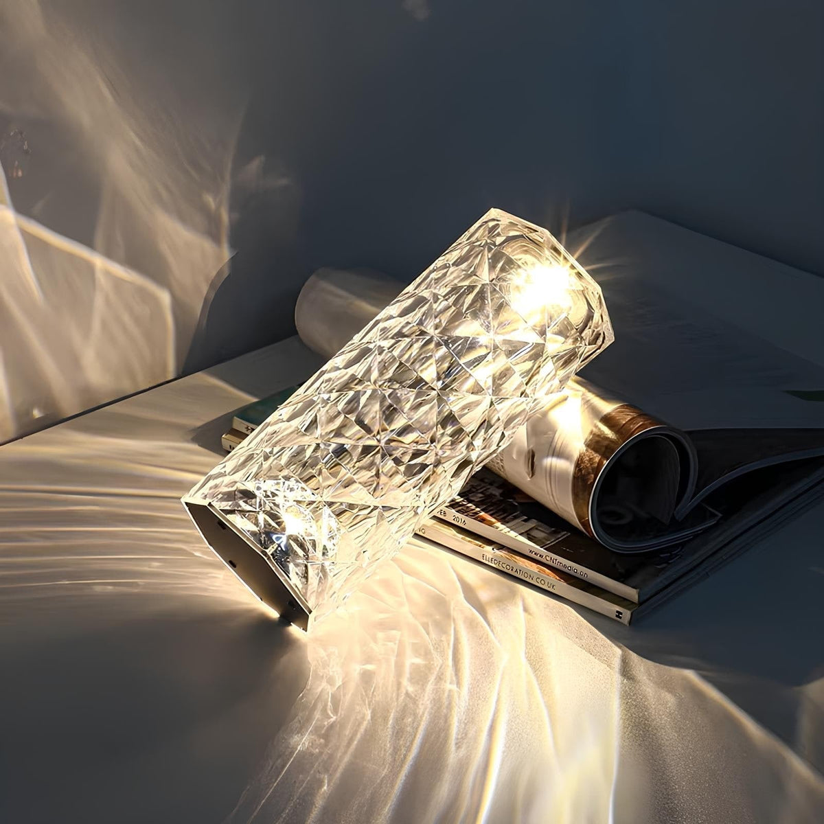 Crystal Sparkle Touch Control Dimmable Rechargeable Mood Table Lamp