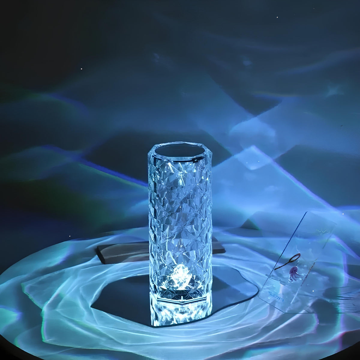 Crystal Sparkle Touch Control Dimmable Rechargeable Mood Table Lamp