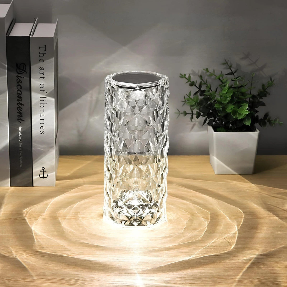 Crystal Sparkle Touch Control Dimmable Rechargeable Mood Table Lamp