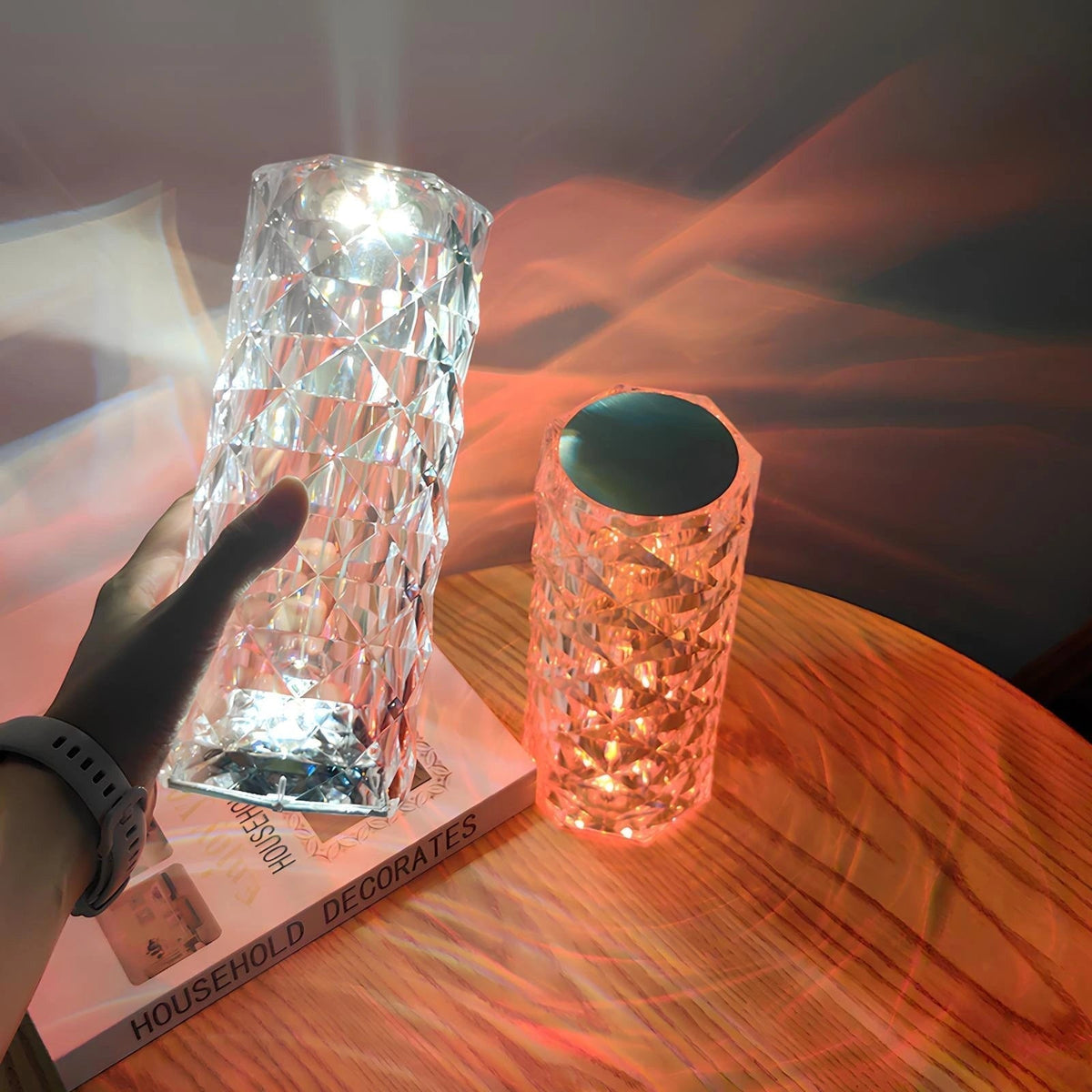 Crystal Sparkle Touch Control Dimmable Rechargeable Mood Table Lamp