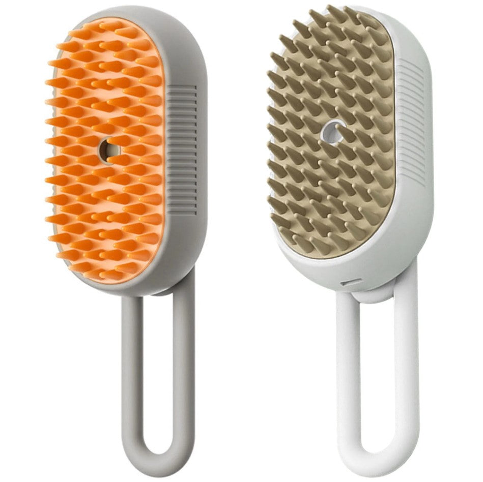 Ergonomic Rotating Handle Steam Spray Pet Grooming Brush Massager