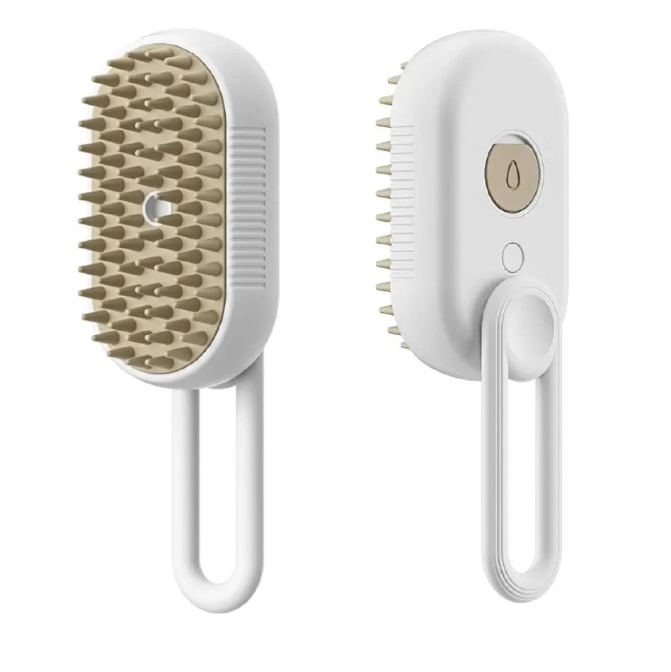 Ergonomic Rotating Handle Steam Spray Pet Grooming Brush Massager