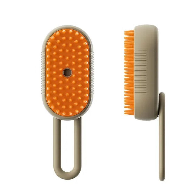 Ergonomic Rotating Handle Steam Spray Pet Grooming Brush Massager
