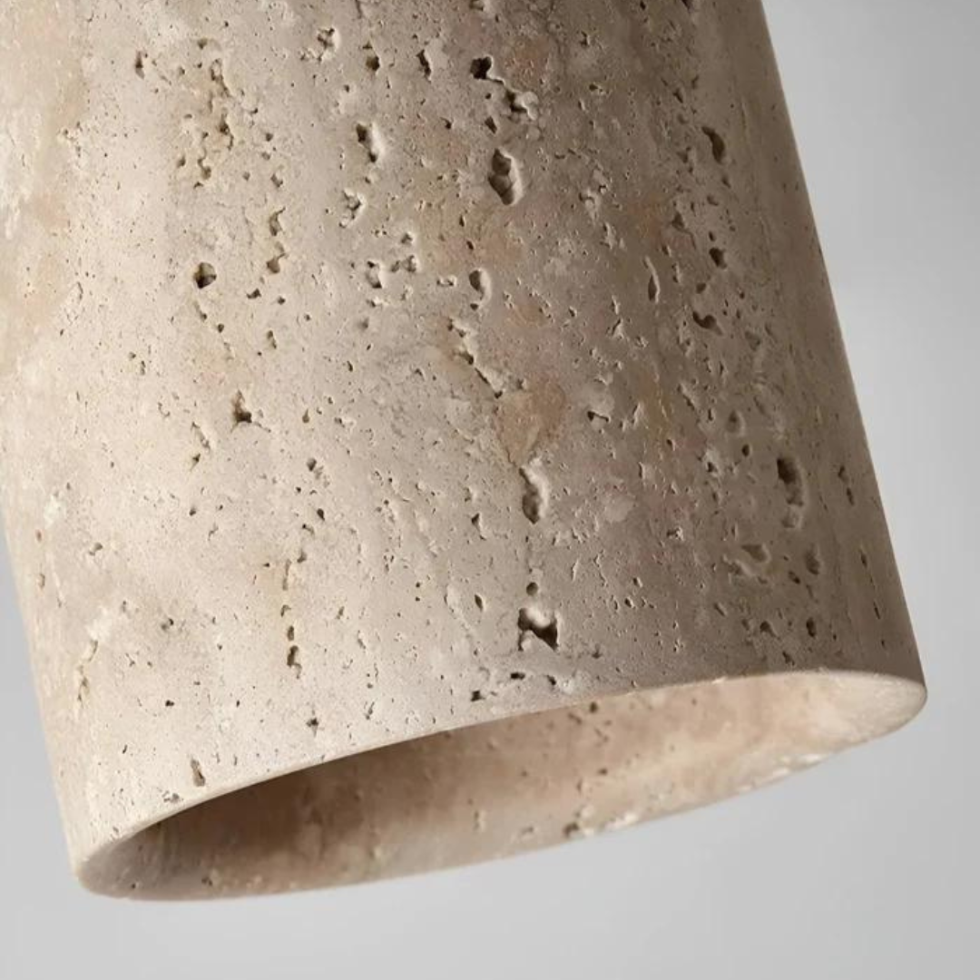 Round Wabi Sabi Travertine Flush Mounted Ceiling Light