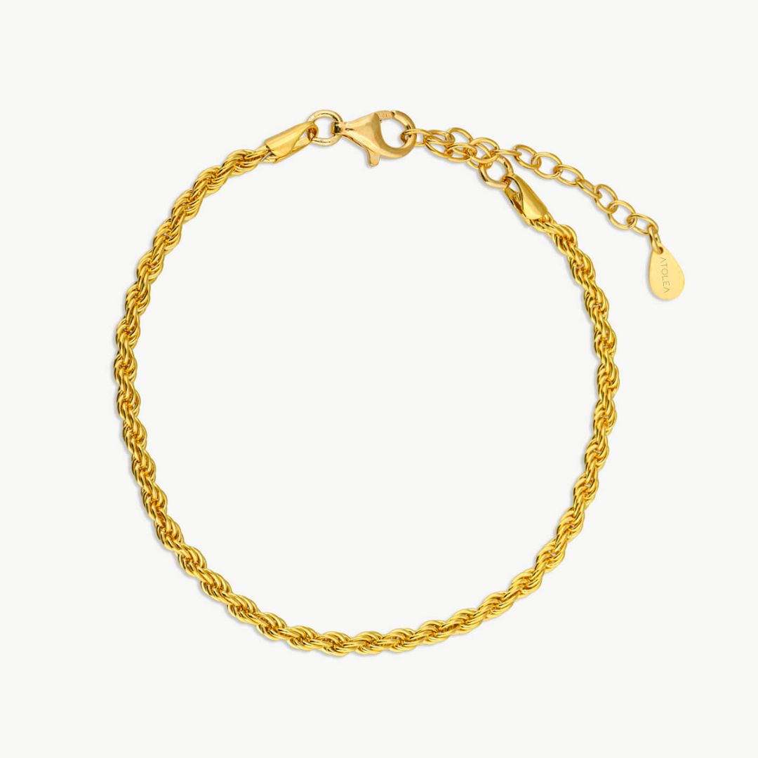 Twisted Link Gold Pvd Coated Silver Chain Bracelet