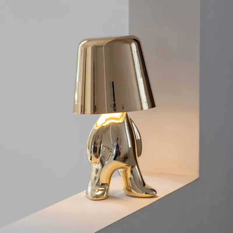 Sculptural Aluminum Resin Dimmable Rechargeable Cordless Ambient Table Lamp