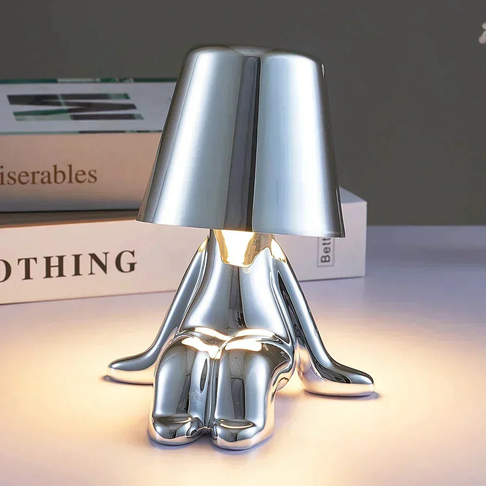Sculptural Aluminum Resin Dimmable Rechargeable Cordless Ambient Table Lamp