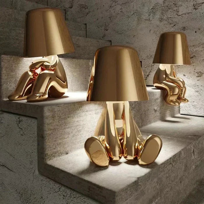 Sculptural Aluminum Resin Dimmable Rechargeable Cordless Ambient Table Lamp