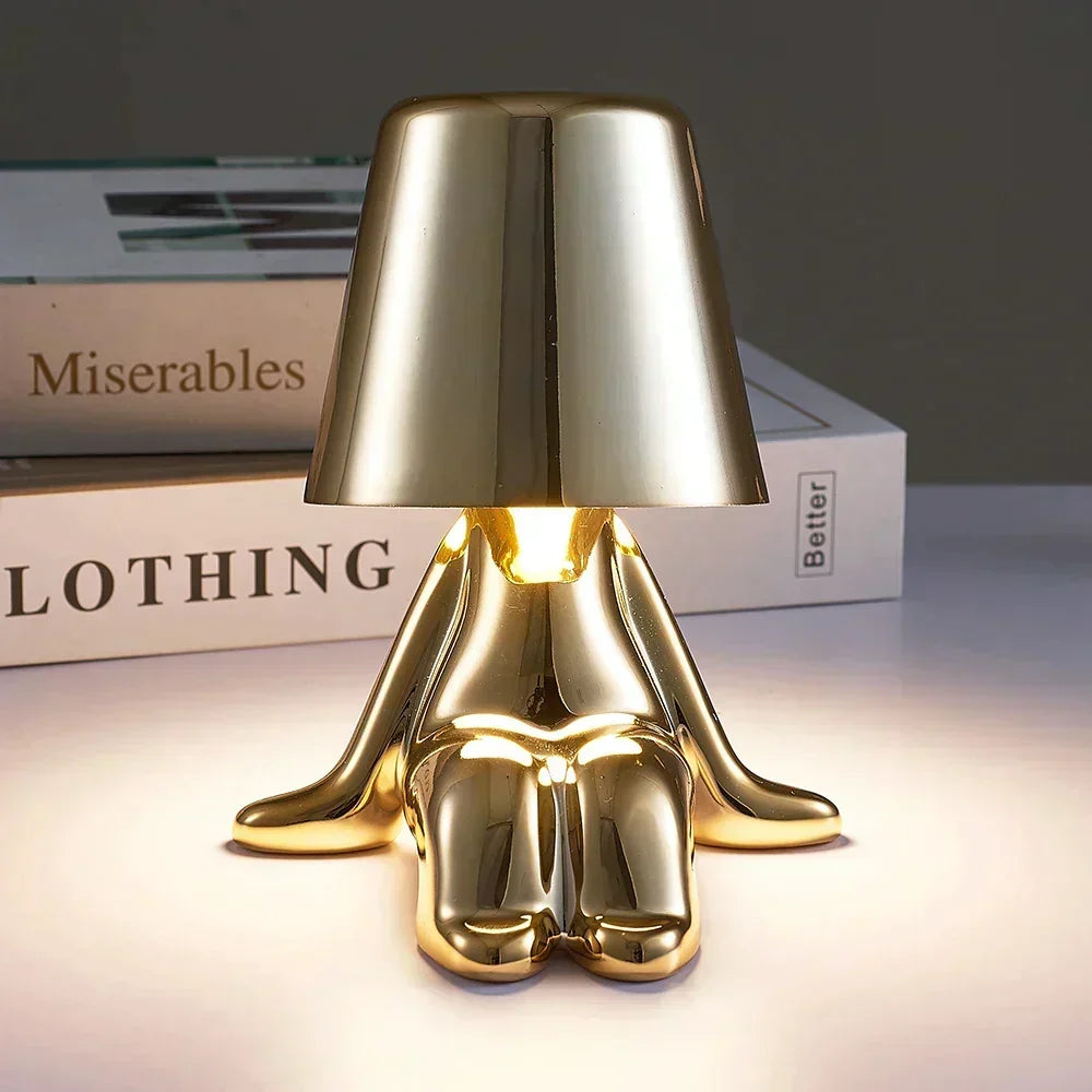 Sculptural Aluminum Resin Dimmable Rechargeable Cordless Ambient Table Lamp