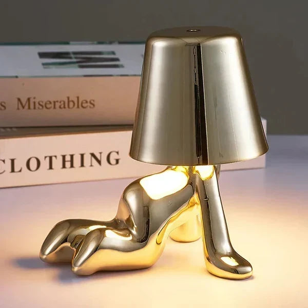 Sculptural Aluminum Resin Dimmable Rechargeable Cordless Ambient Table Lamp