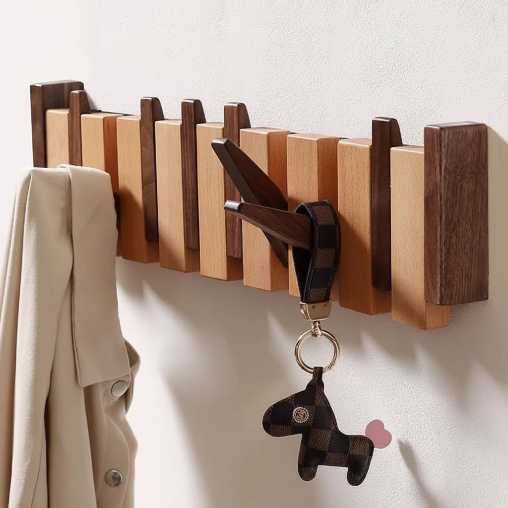 Foldable Wooden Wall Mounted Coat Hook Rack