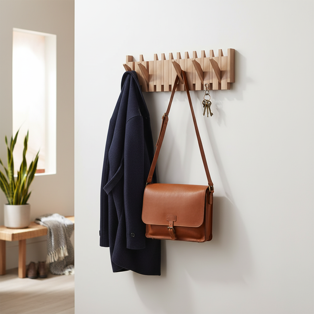 Foldable Wooden Wall Mounted Coat Hook Rack