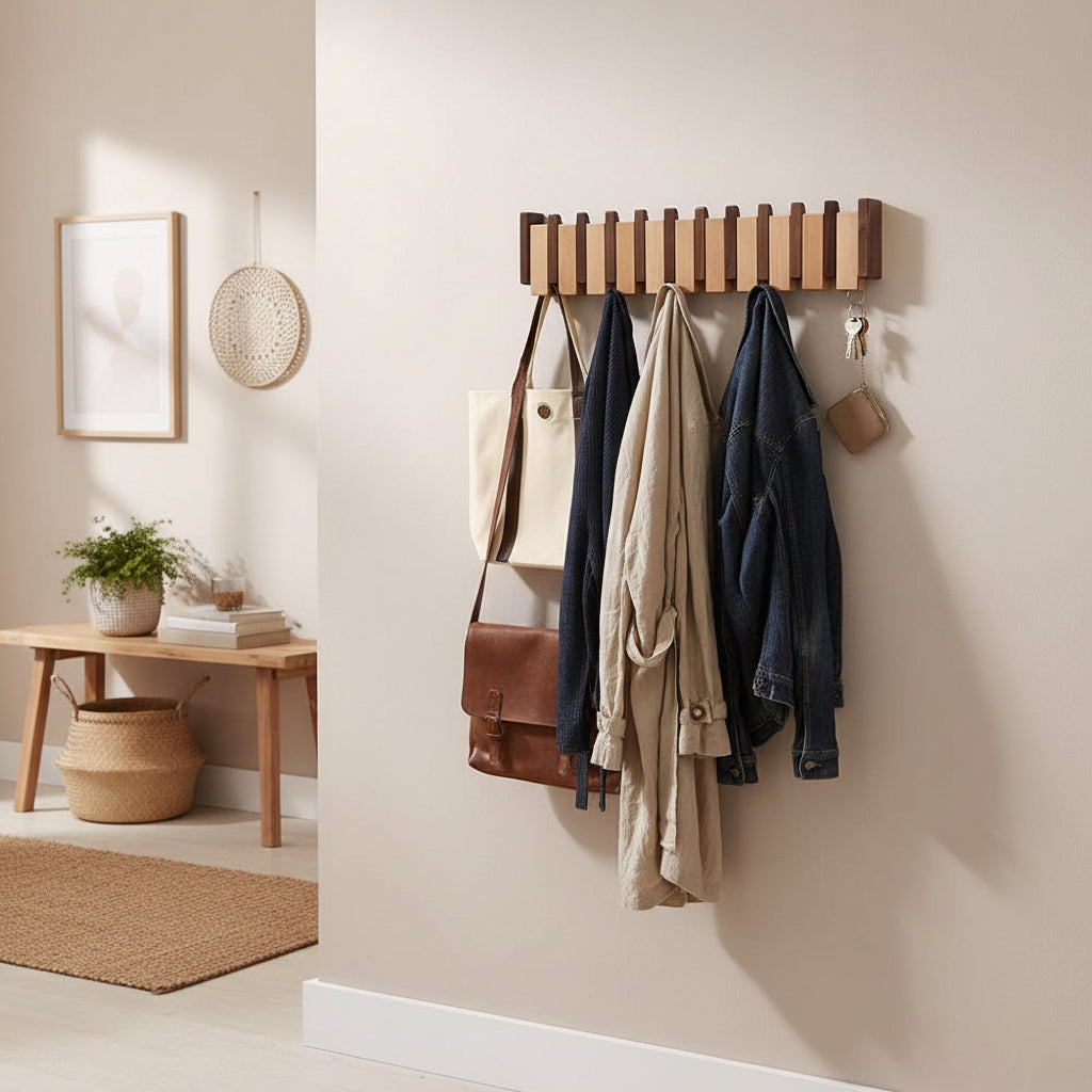 Foldable Wooden Wall Mounted Coat Hook Rack
