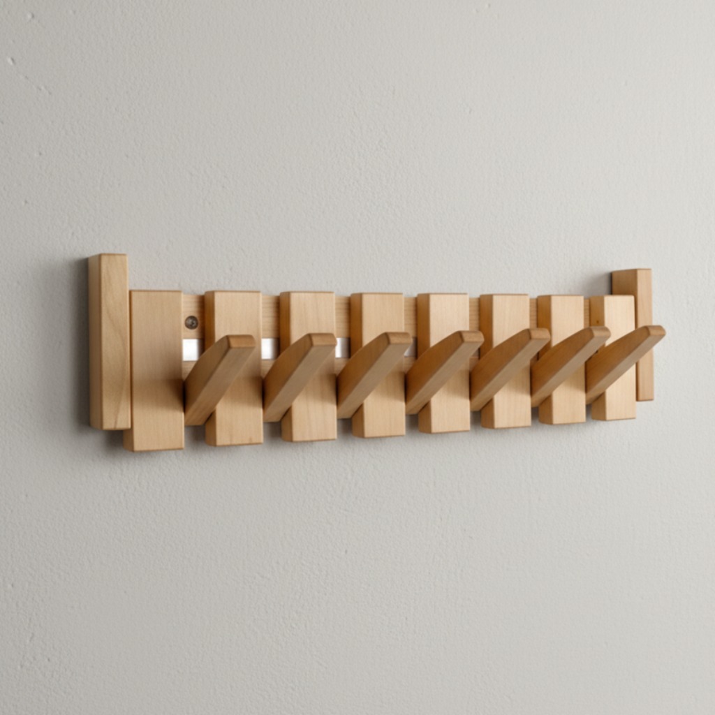 Piano Inspired Modern Wooden Wall Mounted Coat Rack
