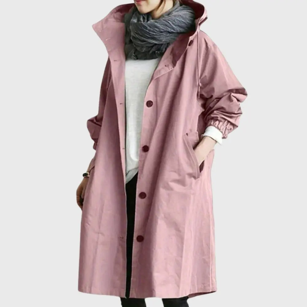 Waterproof Trench Coat Hooded Long Women's Raincoat