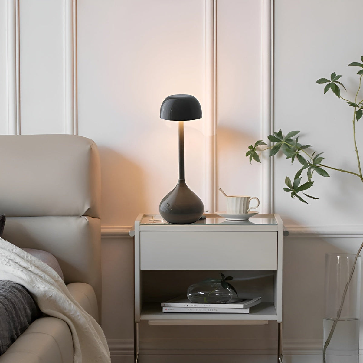 Sculptural Mushroom Dome Aluminium Rechargeable Dimmable Table Lamp