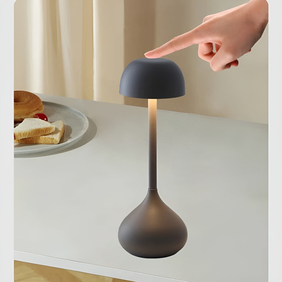Sculptural Mushroom Dome Aluminium Rechargeable Dimmable Table Lamp