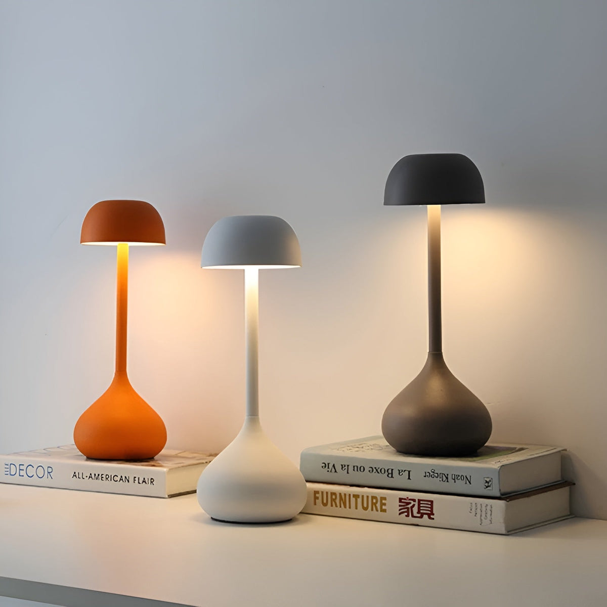 Sculptural Mushroom Dome Aluminium Rechargeable Dimmable Table Lamp