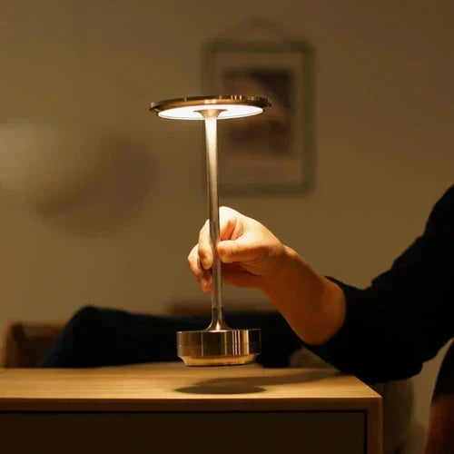 Sleek Cordless Metal Dimmable Rechargeable Portable Table Lamp